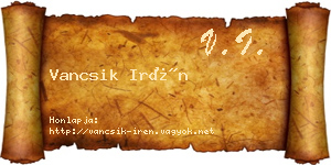 Vancsik Irén névjegykártya